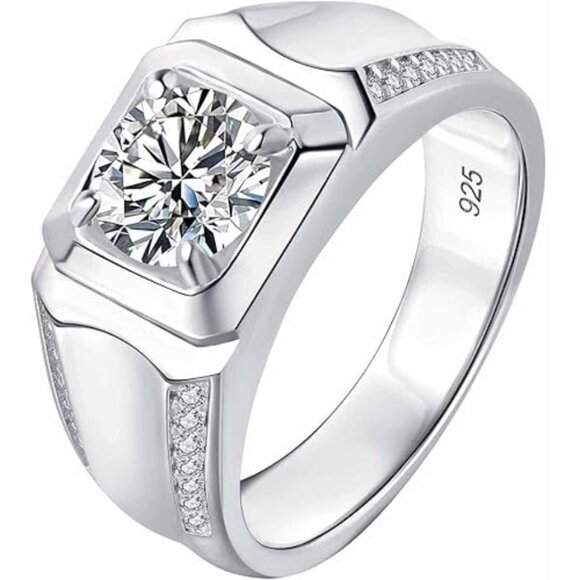 2cttw D Color VVS1 Clarity Moissanite Wedding Round Cut 925 Sterling Silver Ring